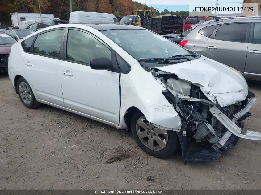 2004 Toyota Prius VIN: JTDKB20U040112479 Lot: 40638326