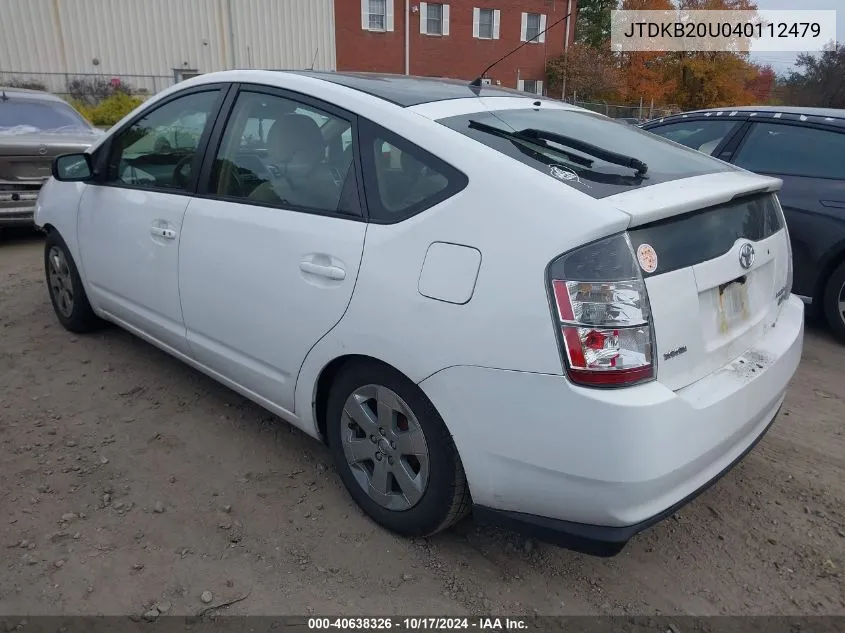 2004 Toyota Prius VIN: JTDKB20U040112479 Lot: 40638326