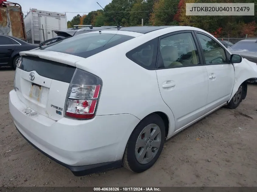 2004 Toyota Prius VIN: JTDKB20U040112479 Lot: 40638326