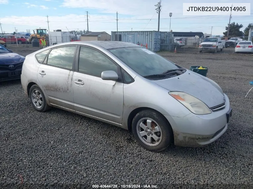 2004 Toyota Prius VIN: JTDKB22U940014905 Lot: 40644728