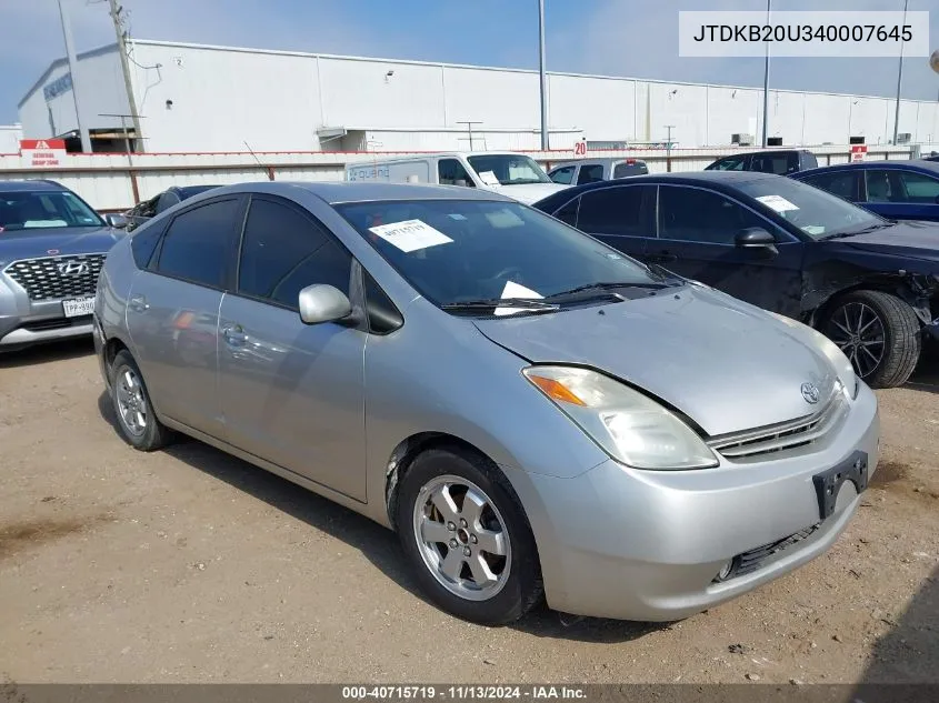 JTDKB20U340007645 2004 Toyota Prius