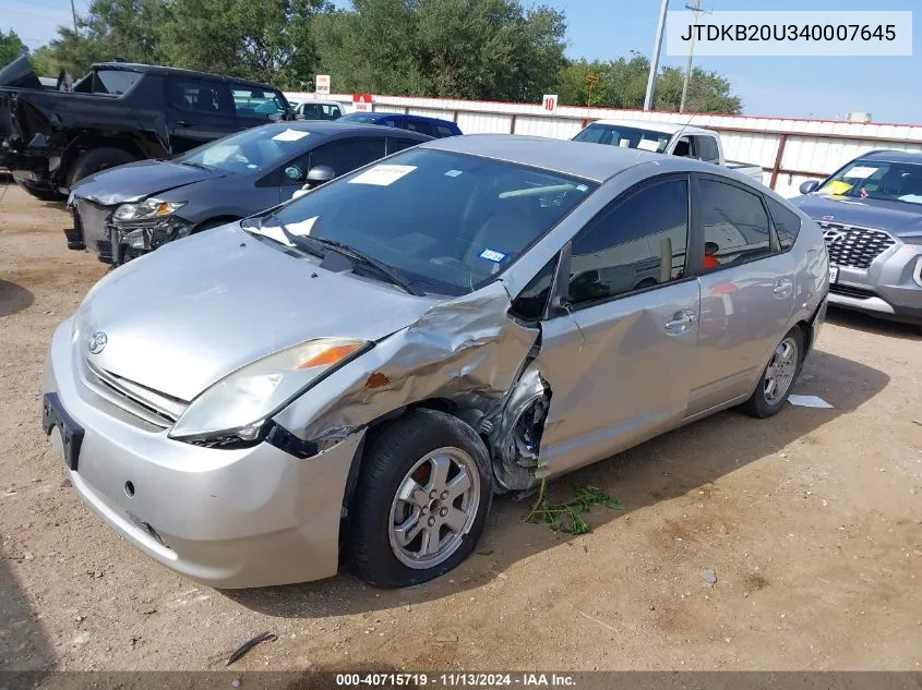 JTDKB20U340007645 2004 Toyota Prius