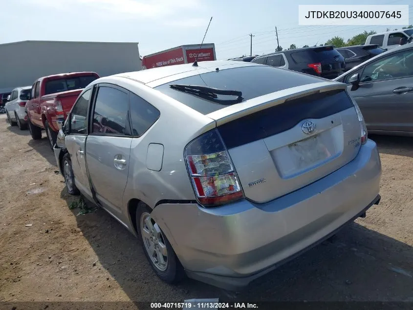 JTDKB20U340007645 2004 Toyota Prius