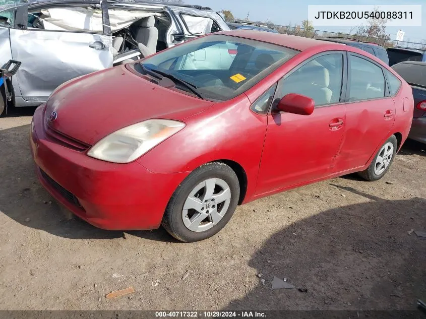 2004 Toyota Prius VIN: JTDKB20U540088311 Lot: 40717322