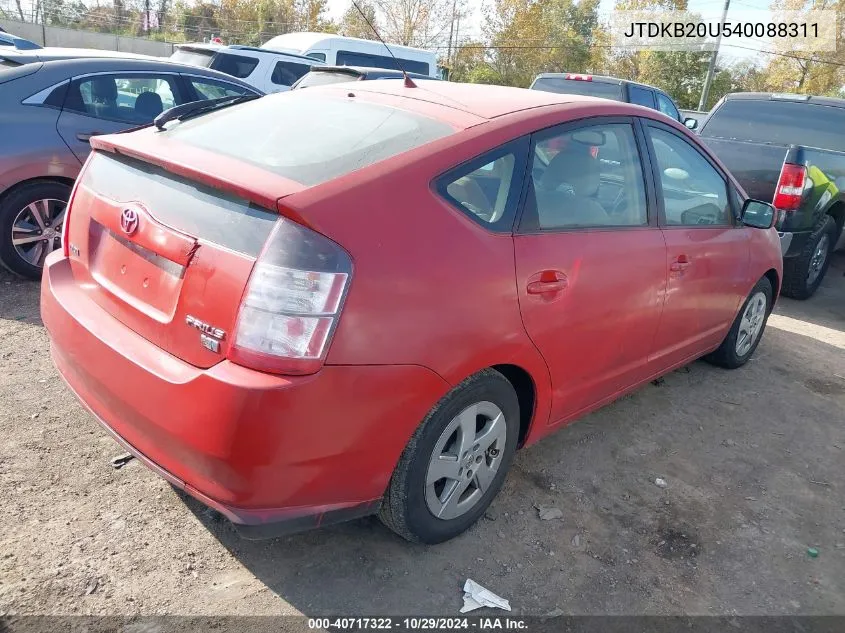 2004 Toyota Prius VIN: JTDKB20U540088311 Lot: 40717322