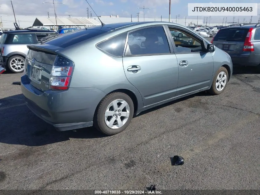 2004 Toyota Prius VIN: JTDKB20U940005463 Lot: 40719035