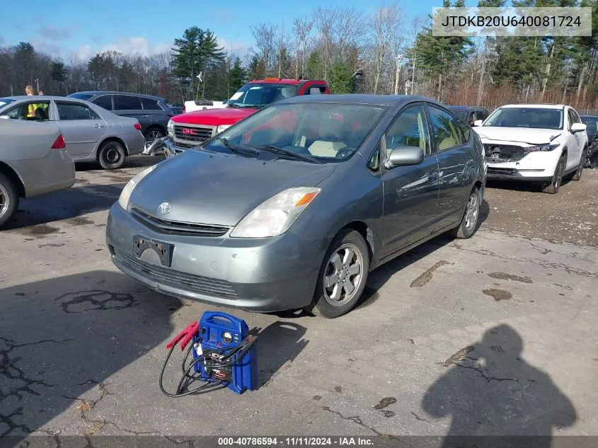 2004 Toyota Prius VIN: JTDKB20U640081724 Lot: 40786594