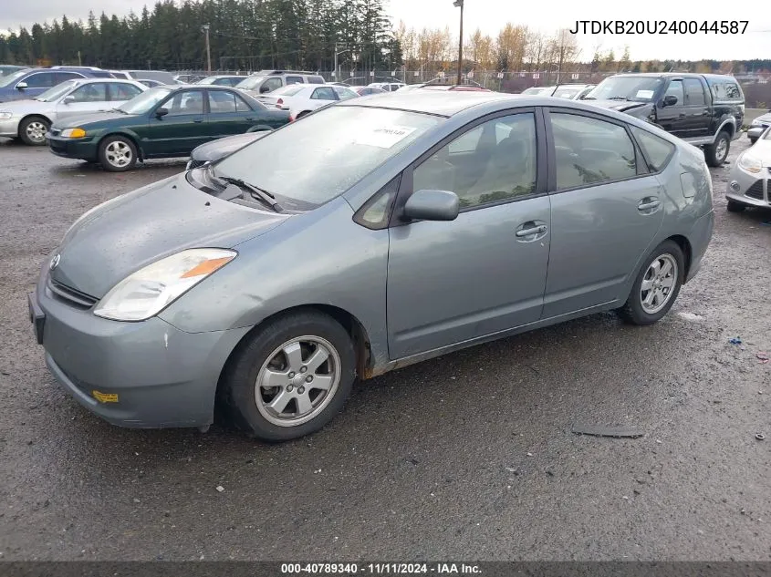 2004 Toyota Prius VIN: JTDKB20U240044587 Lot: 40789340