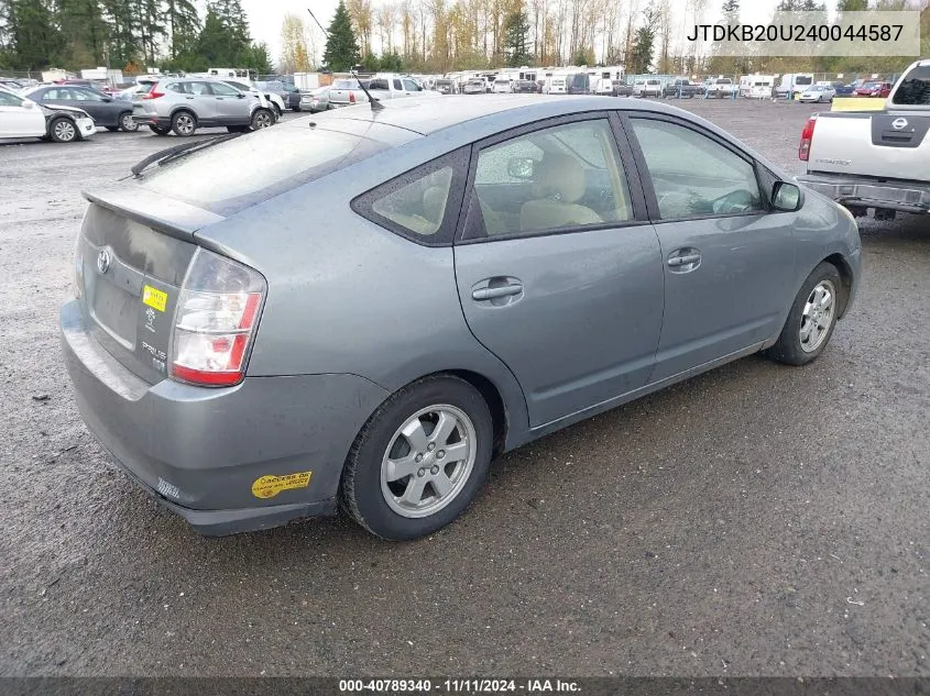 2004 Toyota Prius VIN: JTDKB20U240044587 Lot: 40789340