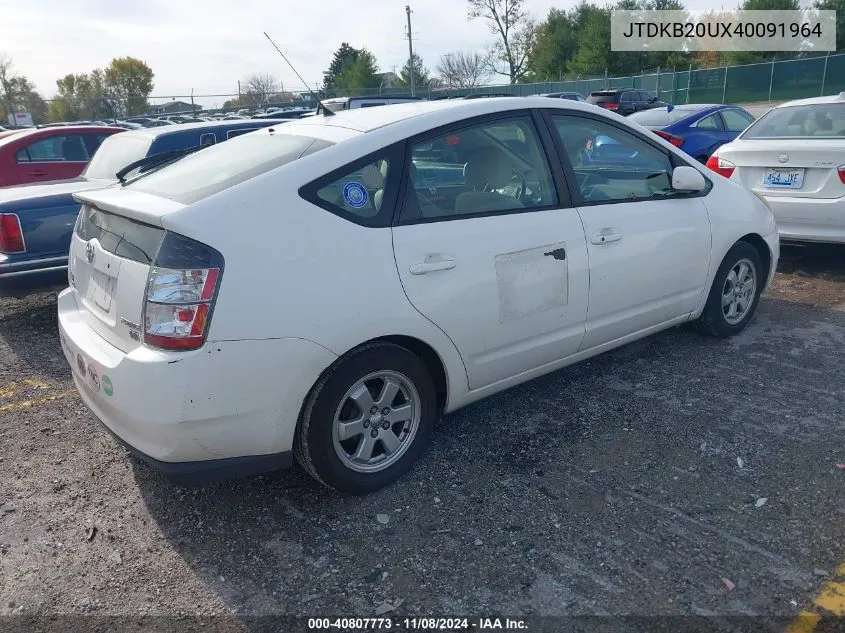 2004 Toyota Prius VIN: JTDKB20UX40091964 Lot: 40807773