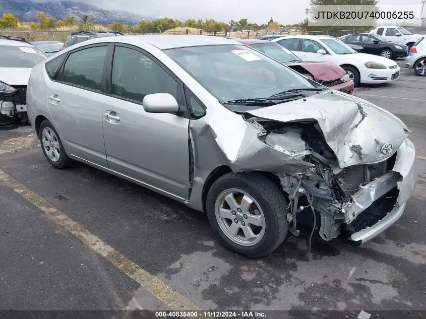 2004 Toyota Prius VIN: JTDKB20U740006255 Lot: 40835400