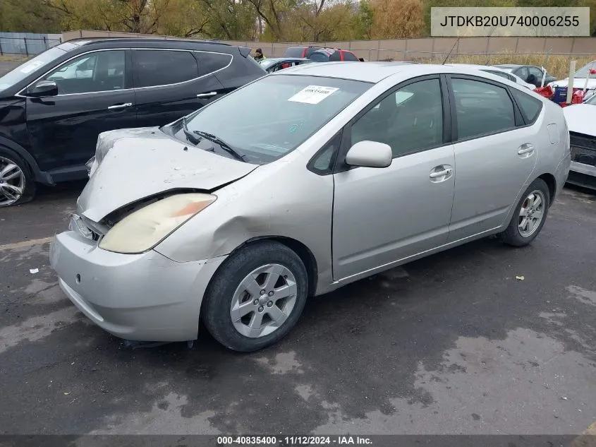 2004 Toyota Prius VIN: JTDKB20U740006255 Lot: 40835400