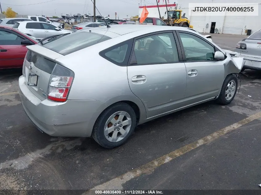 2004 Toyota Prius VIN: JTDKB20U740006255 Lot: 40835400