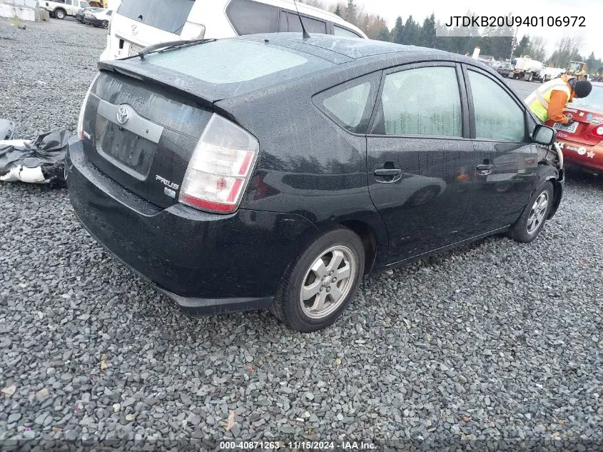 2004 Toyota Prius VIN: JTDKB20U940106972 Lot: 40871263