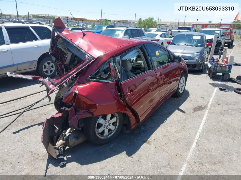 2005 Toyota Prius VIN: JTDKB20U653093310 Lot: 39802414