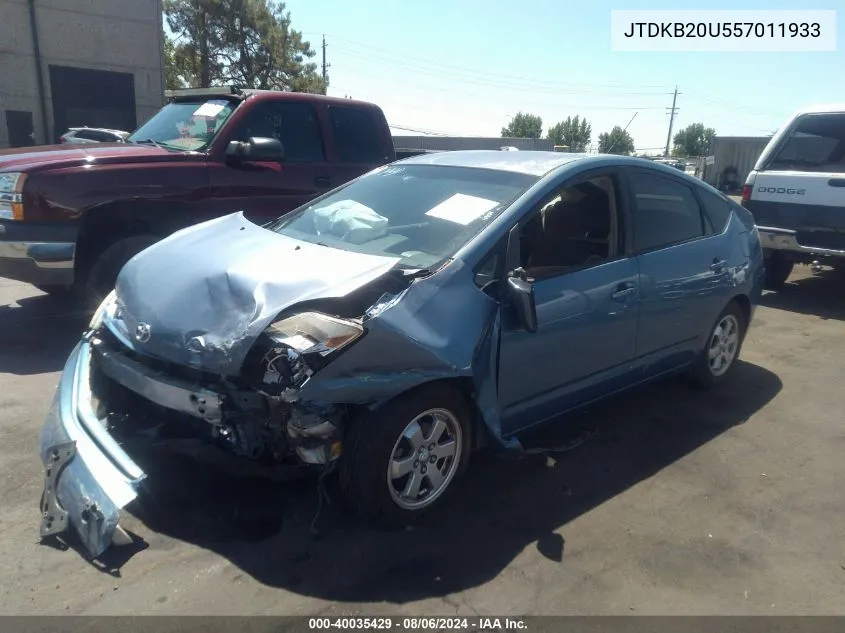 2005 Toyota Prius VIN: JTDKB20U557011933 Lot: 40035429