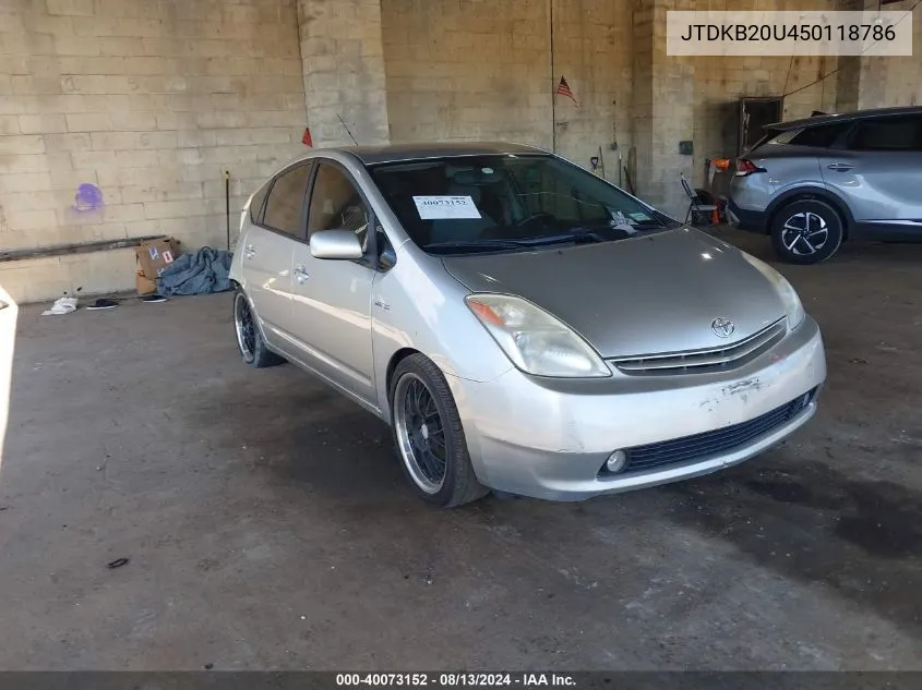 2005 Toyota Prius VIN: JTDKB20U450118786 Lot: 40073152