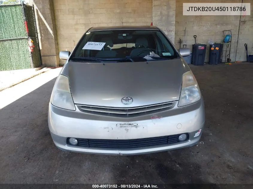 2005 Toyota Prius VIN: JTDKB20U450118786 Lot: 40073152