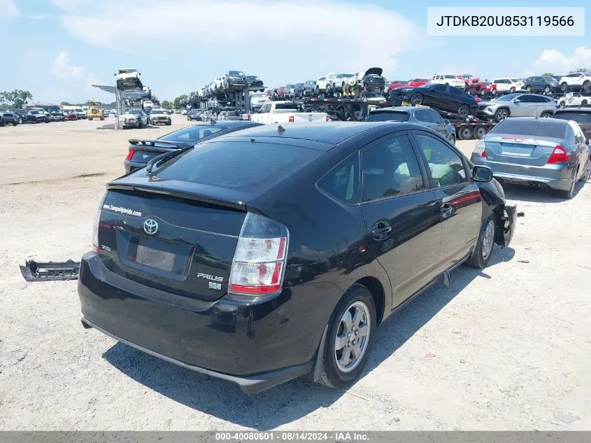 2005 Toyota Prius VIN: JTDKB20U853119566 Lot: 40080601