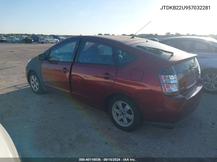 2005 Toyota Prius VIN: JTDKB22U957032281 Lot: 40118036