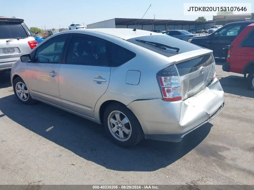 2005 Toyota Prius VIN: JTDKB20U153107646 Lot: 40235205