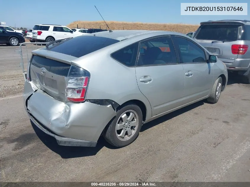 2005 Toyota Prius VIN: JTDKB20U153107646 Lot: 40235205