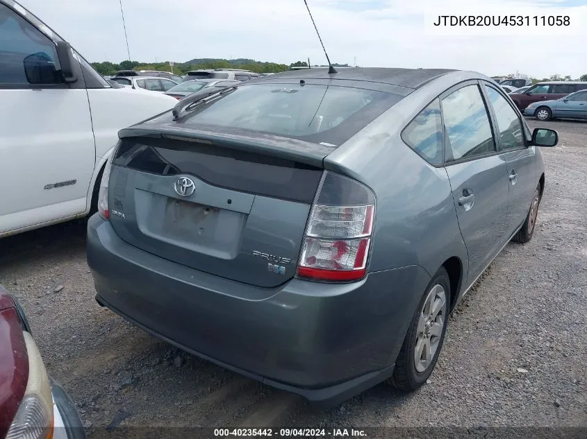 2005 Toyota Prius VIN: JTDKB20U453111058 Lot: 40235442