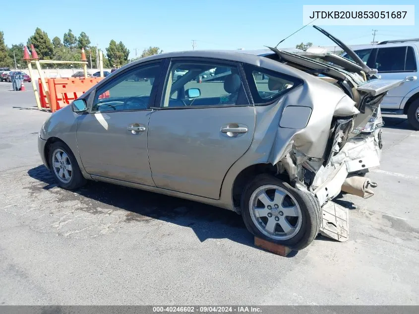 2005 Toyota Prius VIN: JTDKB20U853051687 Lot: 40246602