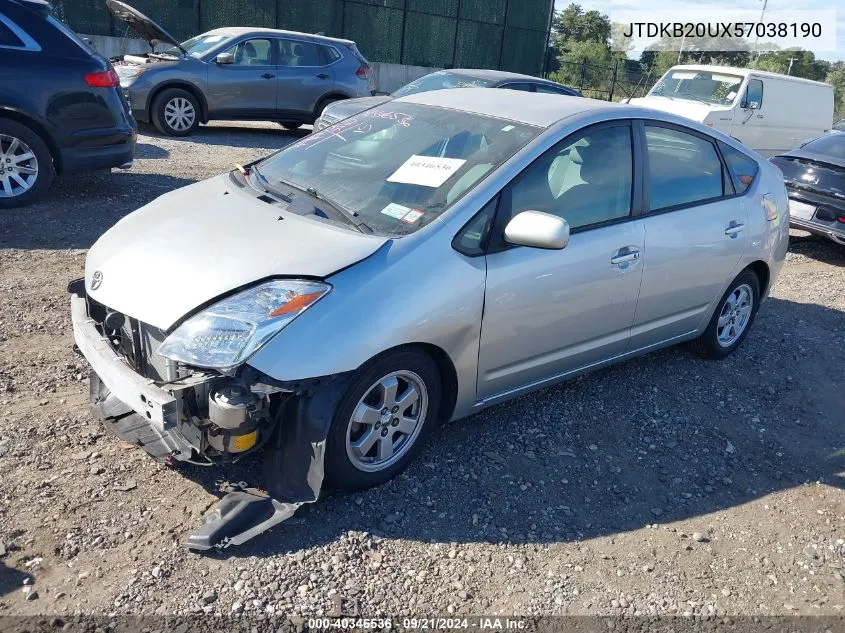 2005 Toyota Prius VIN: JTDKB20UX57038190 Lot: 40346536