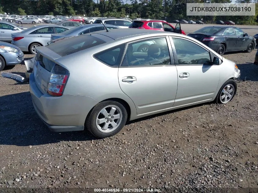 2005 Toyota Prius VIN: JTDKB20UX57038190 Lot: 40346536