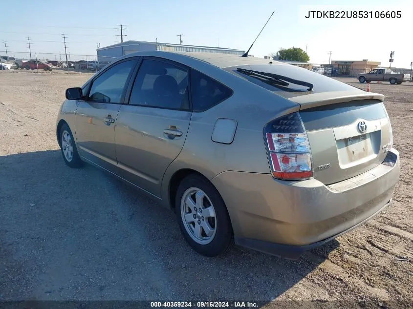 2005 Toyota Prius VIN: JTDKB22U853106605 Lot: 40359234