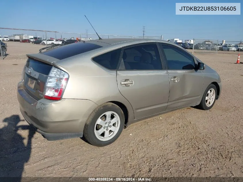 2005 Toyota Prius VIN: JTDKB22U853106605 Lot: 40359234