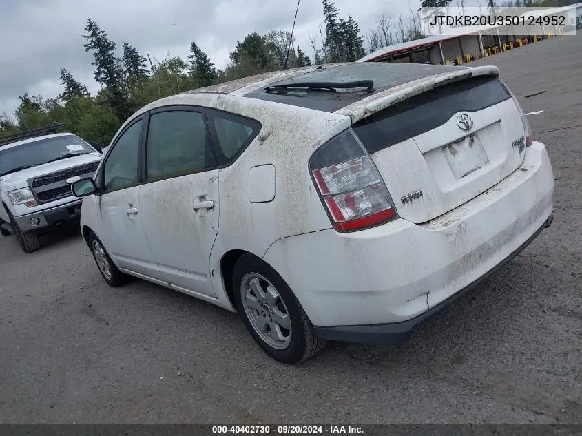 2005 Toyota Prius VIN: JTDKB20U350124952 Lot: 40402730