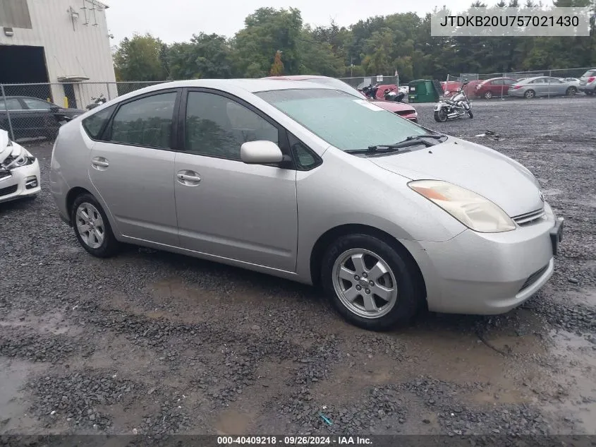 2005 Toyota Prius VIN: JTDKB20U757021430 Lot: 40409218