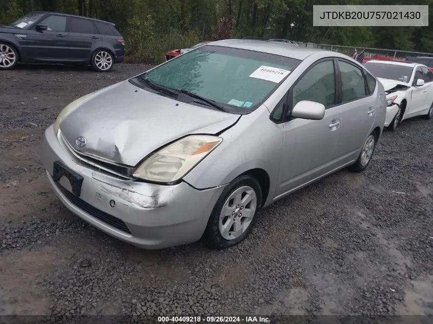 2005 Toyota Prius VIN: JTDKB20U757021430 Lot: 40409218