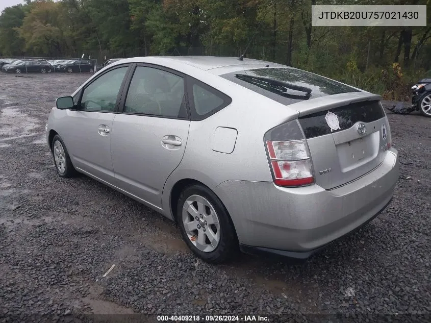 2005 Toyota Prius VIN: JTDKB20U757021430 Lot: 40409218