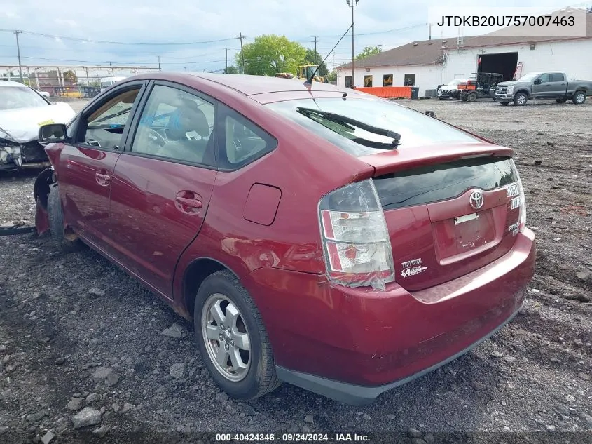 2005 Toyota Prius VIN: JTDKB20U757007463 Lot: 40424346