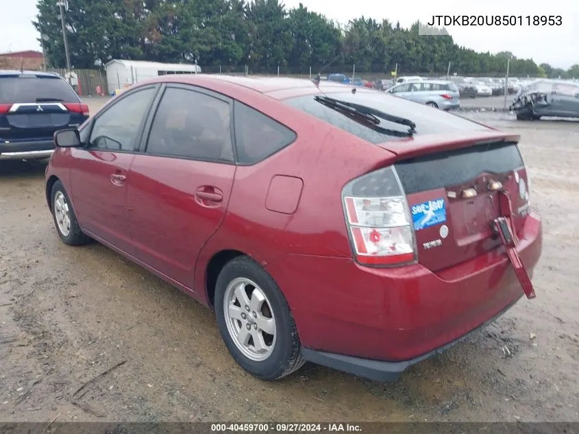 2005 Toyota Prius VIN: JTDKB20U850118953 Lot: 40459700