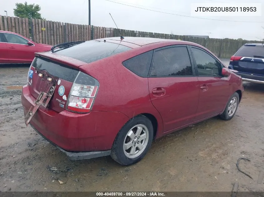 2005 Toyota Prius VIN: JTDKB20U850118953 Lot: 40459700