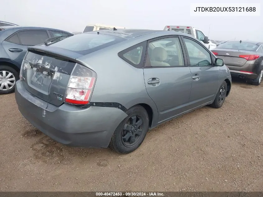 2005 Toyota Prius VIN: JTDKB20UX53121688 Lot: 40472453