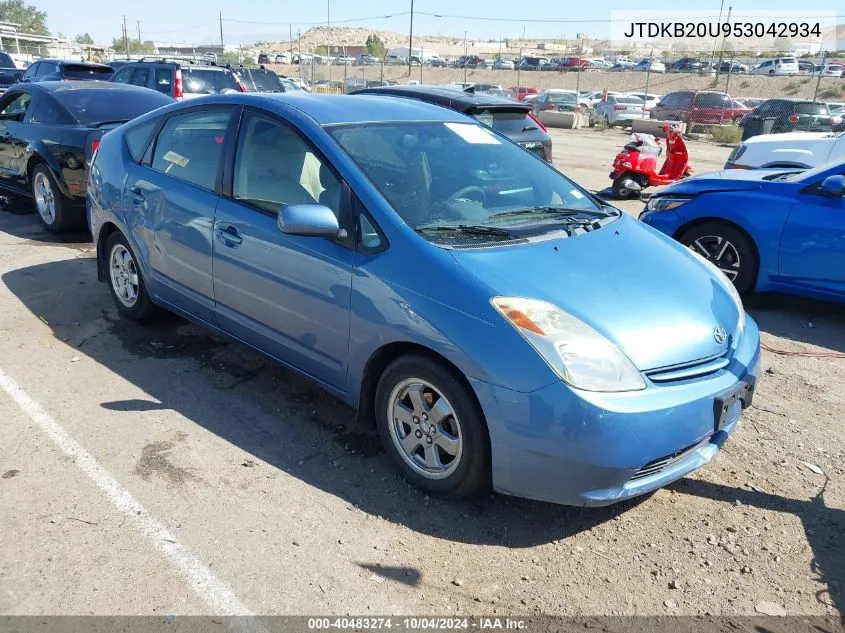 2005 Toyota Prius VIN: JTDKB20U953042934 Lot: 40483274