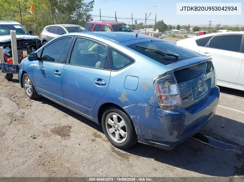 2005 Toyota Prius VIN: JTDKB20U953042934 Lot: 40483274