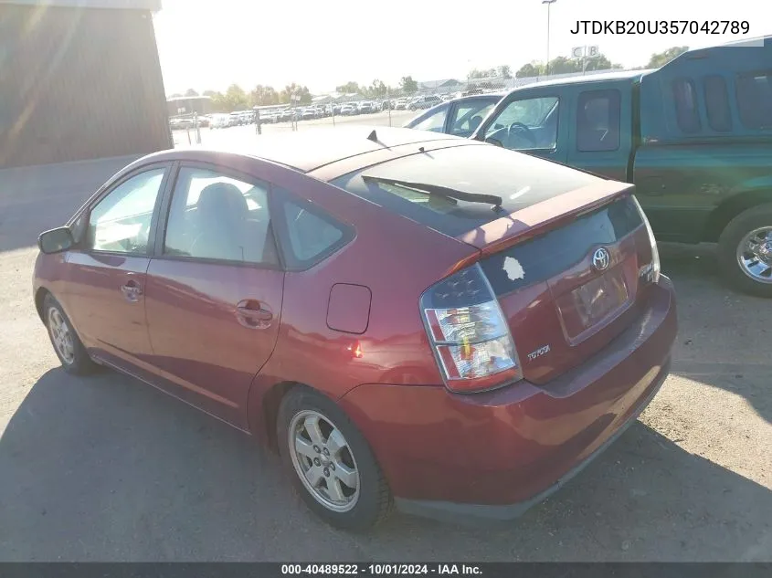 2005 Toyota Prius VIN: JTDKB20U357042789 Lot: 40489522