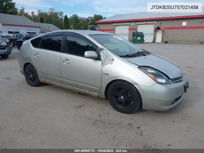 2005 Toyota Prius VIN: JTDKB20U757021458 Lot: 40505175