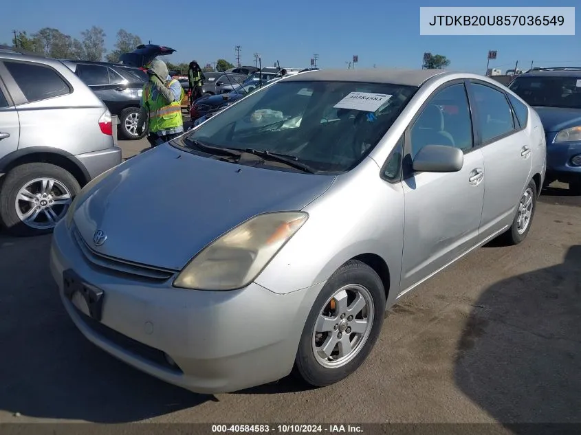 2005 Toyota Prius VIN: JTDKB20U857036549 Lot: 40584583