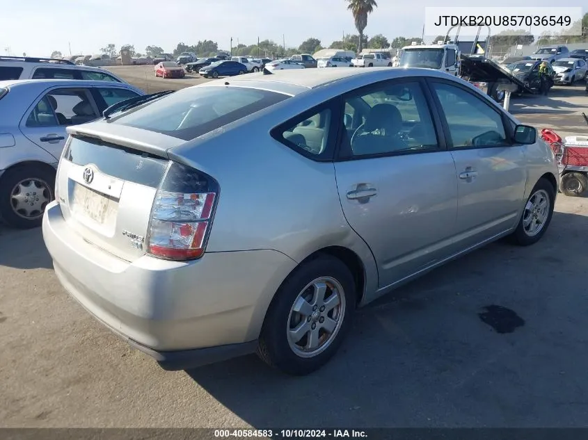 2005 Toyota Prius VIN: JTDKB20U857036549 Lot: 40584583