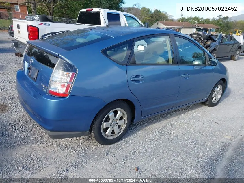 2005 Toyota Prius VIN: JTDKB20U057022452 Lot: 40590765