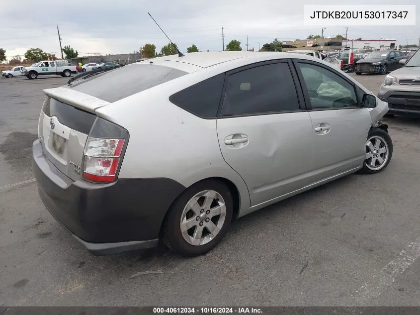 2005 Toyota Prius VIN: JTDKB20U153017347 Lot: 40612034