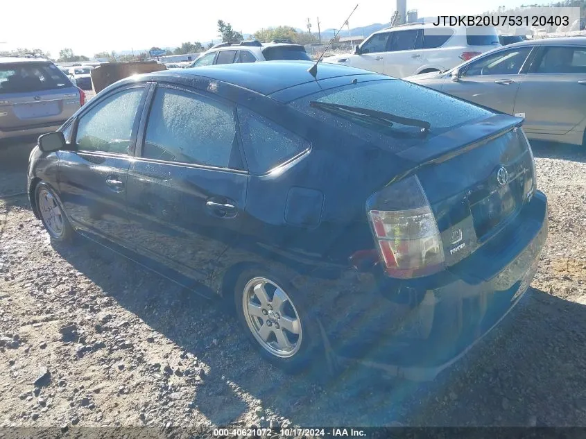 2005 Toyota Prius VIN: JTDKB20U753120403 Lot: 40621072