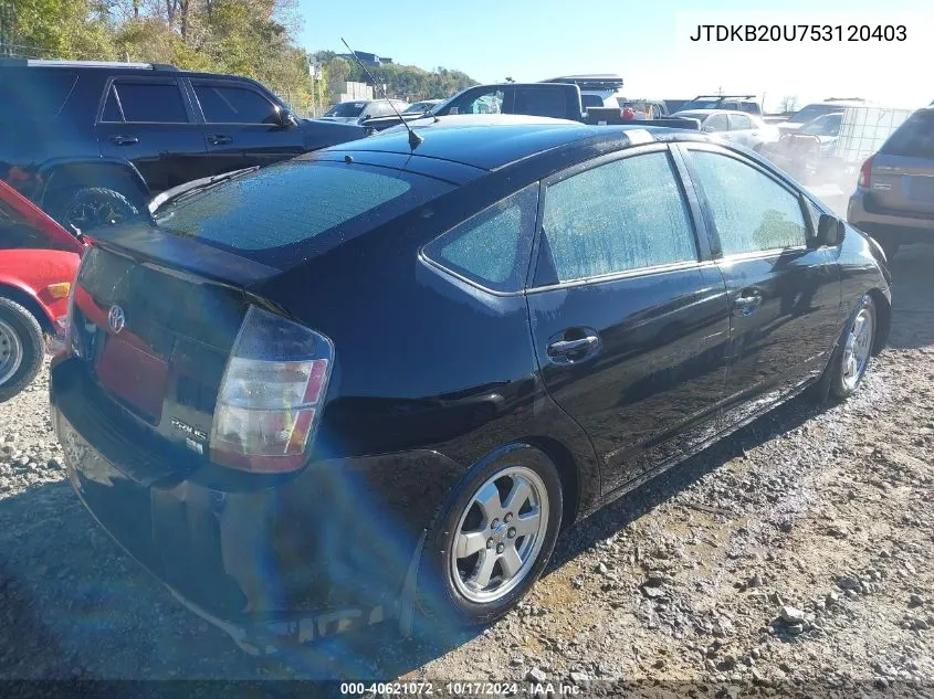 2005 Toyota Prius VIN: JTDKB20U753120403 Lot: 40621072